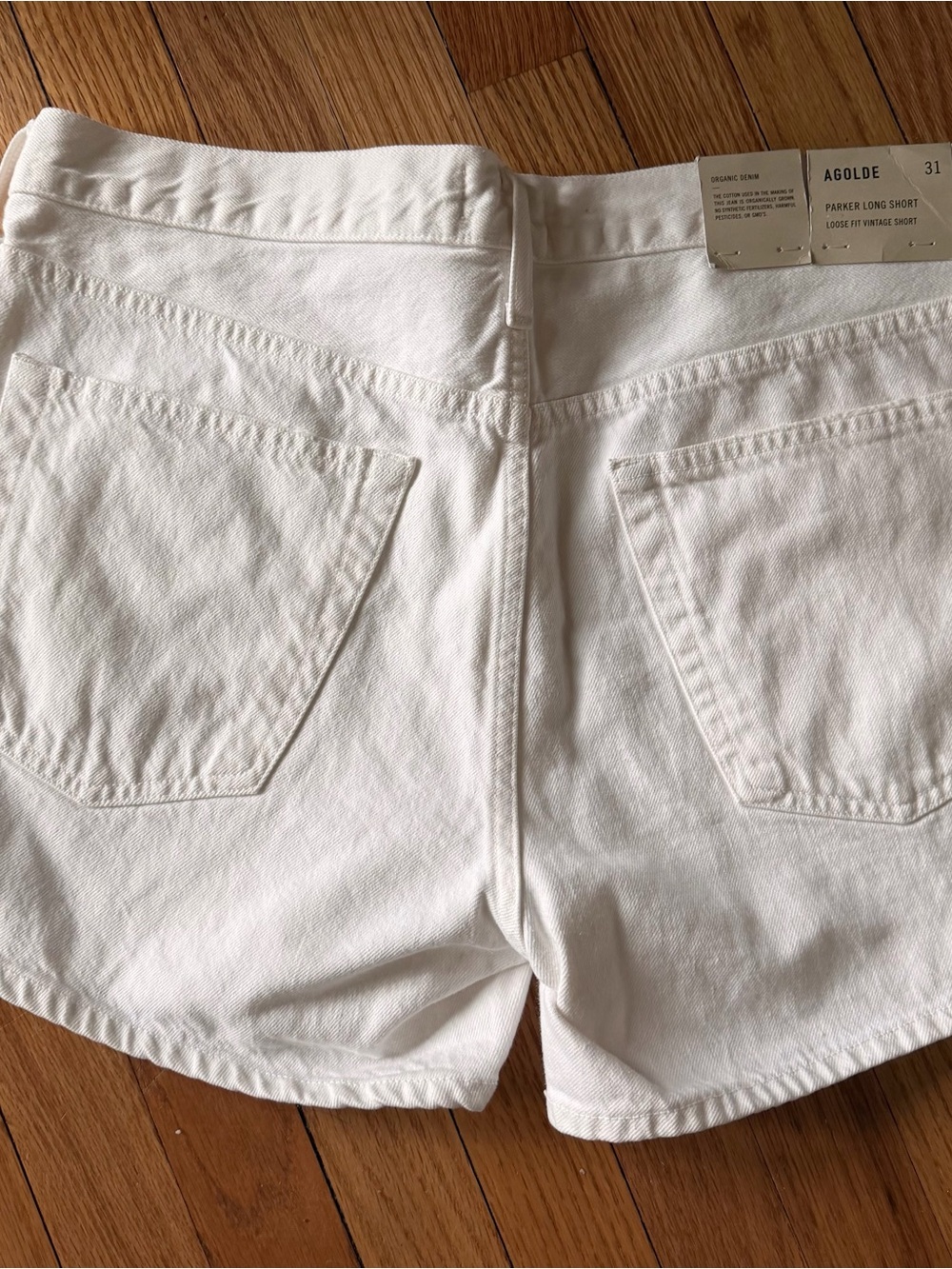 NWT AGOLDE - Parker Long Short in Dough WHITE - Picture 6 of 8